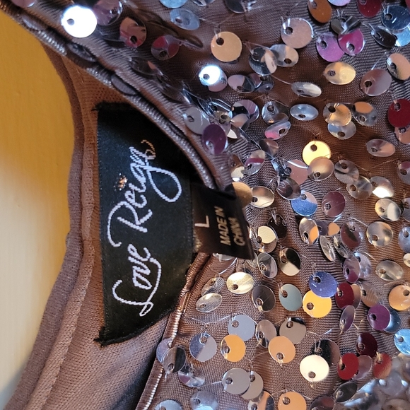 ⚡️3 for $30⚡️Love Reign Sequin Taupe/Silver Mini Dress - Picture 2 of 3